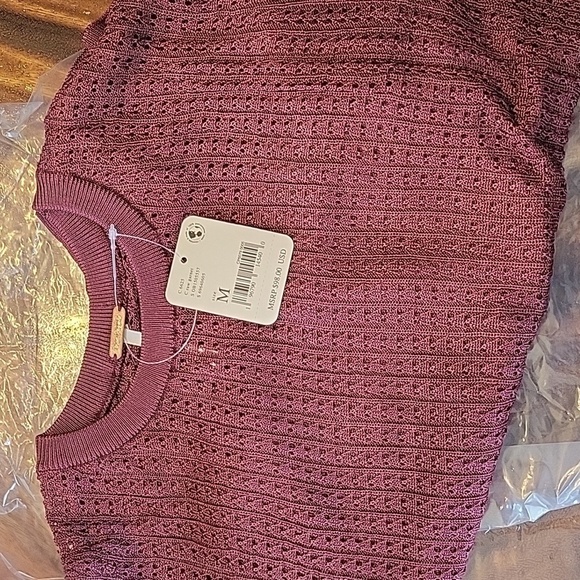 Free People H2O Crew Pullover Sweater Top NEW! Raw Garnet - Picture 7 of 8